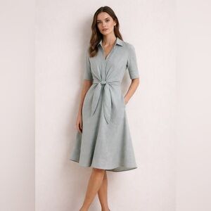 Ralph Lauren Women's Tie-Front Linen Shirtdress